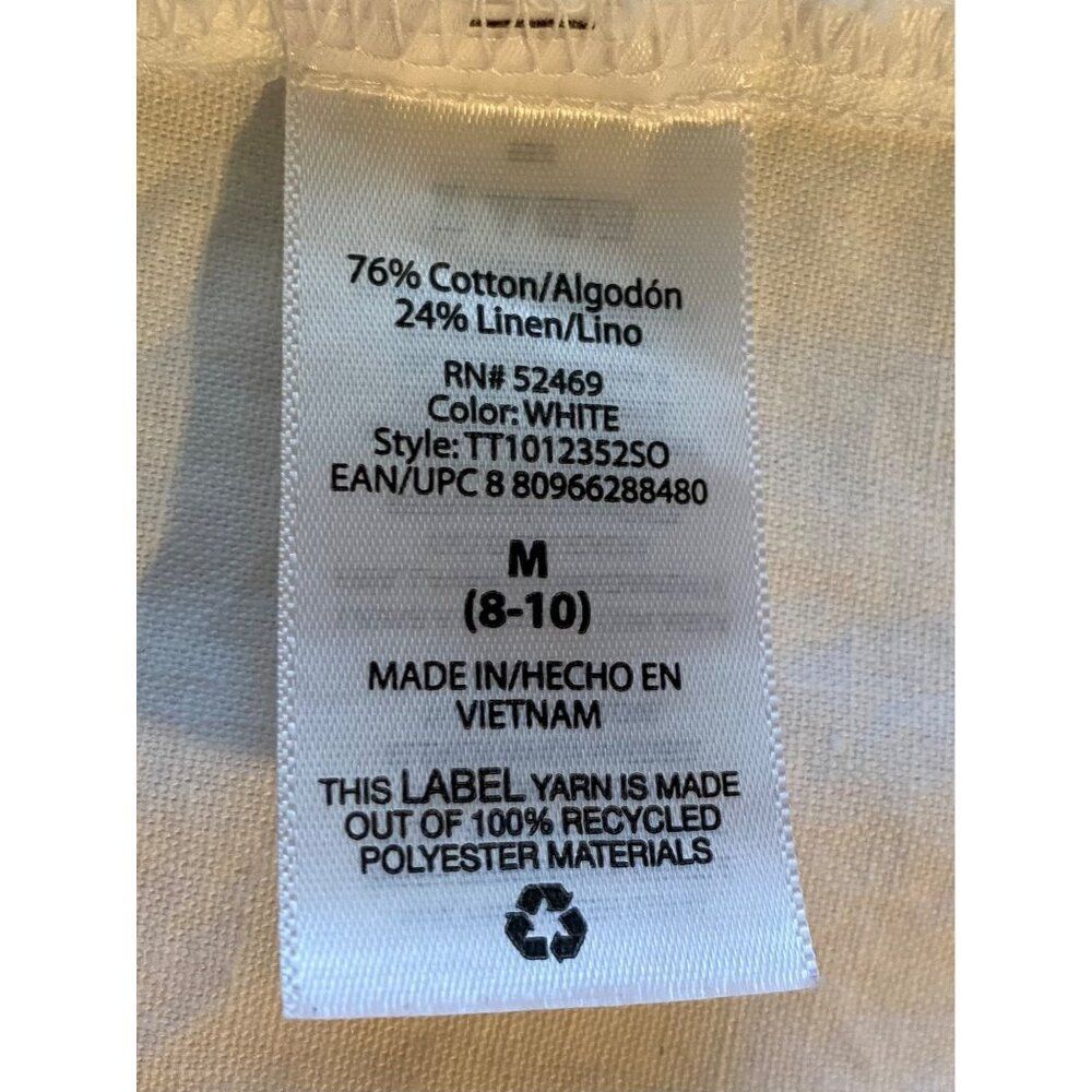 Time & Tru Women White Tunic Linen Blend Square Neck M Beach Coastal Grandma - Picture 4 of 12